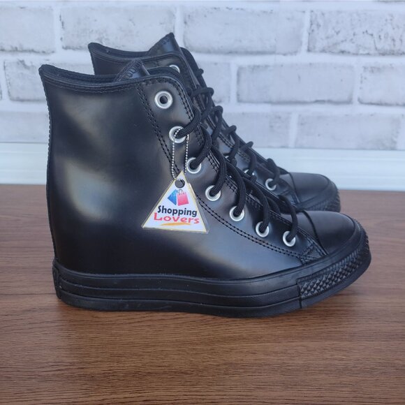 ⭐Converse Chuck Taylor All Star Wedge Platform Hi 6 Patent Leather Shoes A12827C - Picture 10 of 12